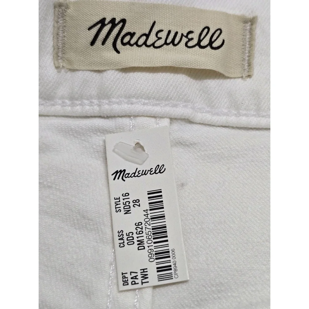 Madewell Womens White Distressed Denim Perfect Vintage Straight Jean Size 28 NWT